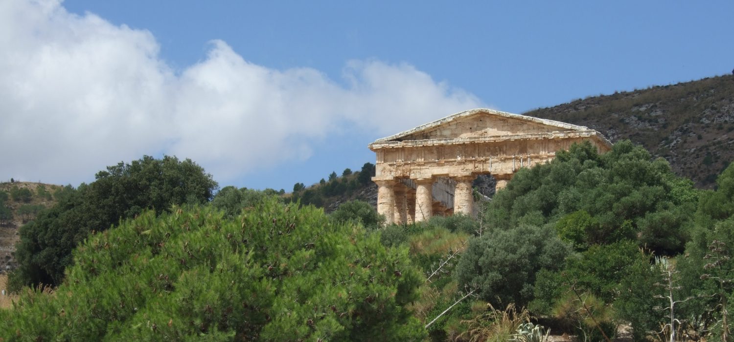 The ruined Elymian temple of Segesta, Sicily on our summer course